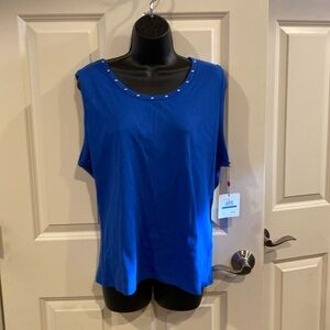 XLP Bright Blue Rafaella tank with embellishments - NWT